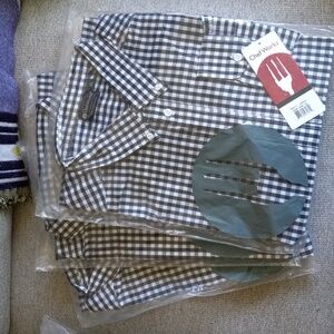 ChefWorks long sleeve black and white check shirt.